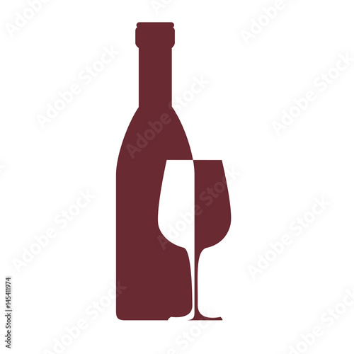 wine bottle and wineglass icon over white background. colorful design. vector illustration