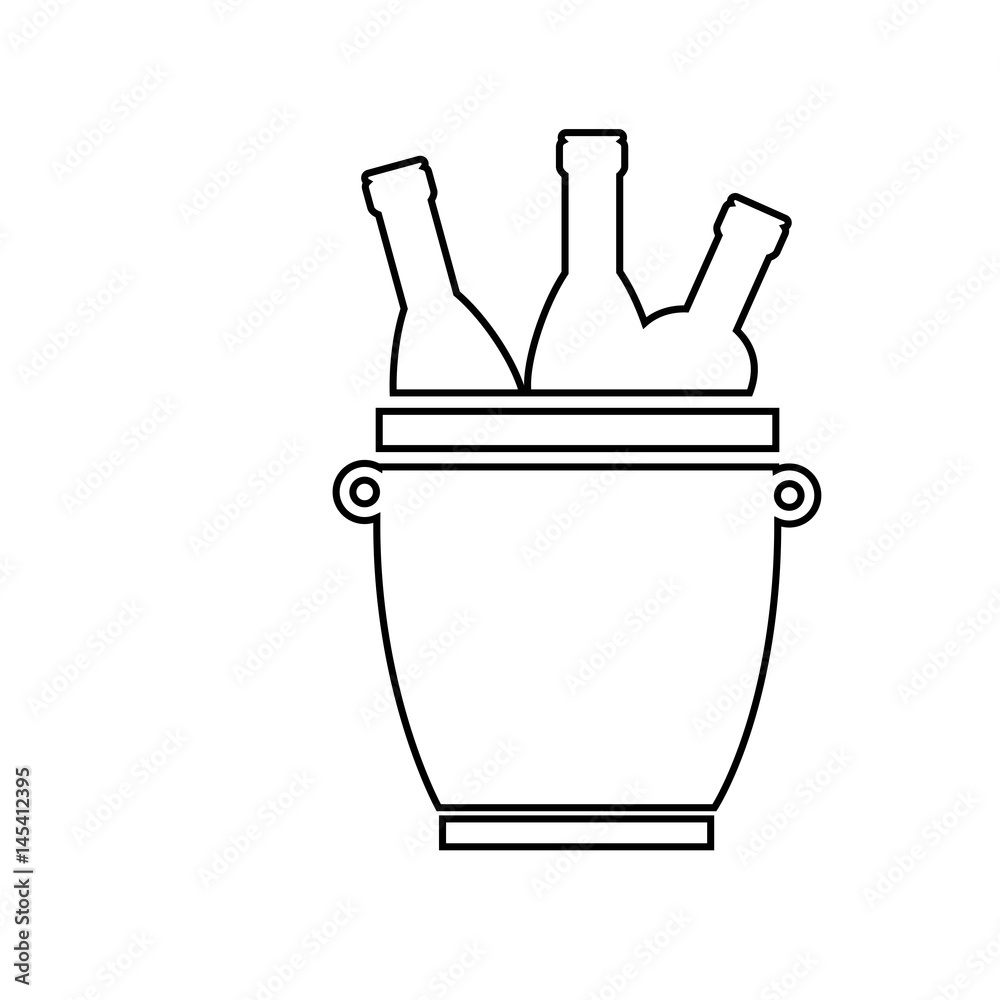 ice bucket with wine bottles icon over white background. vector illustration ice bucket with wine bottles icon over white background. vector illustration