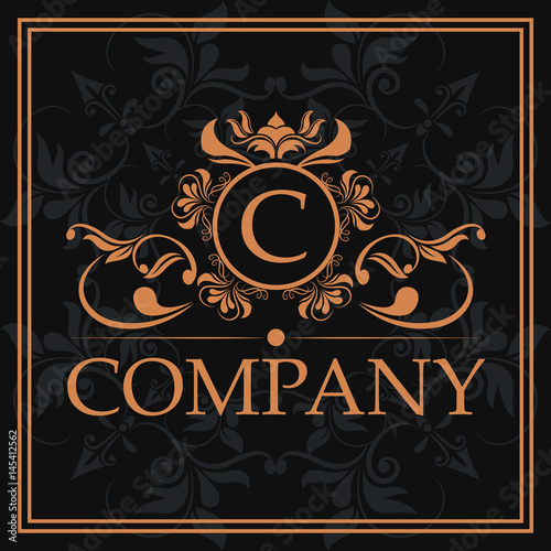 company C monogram crest golden label vector illustration