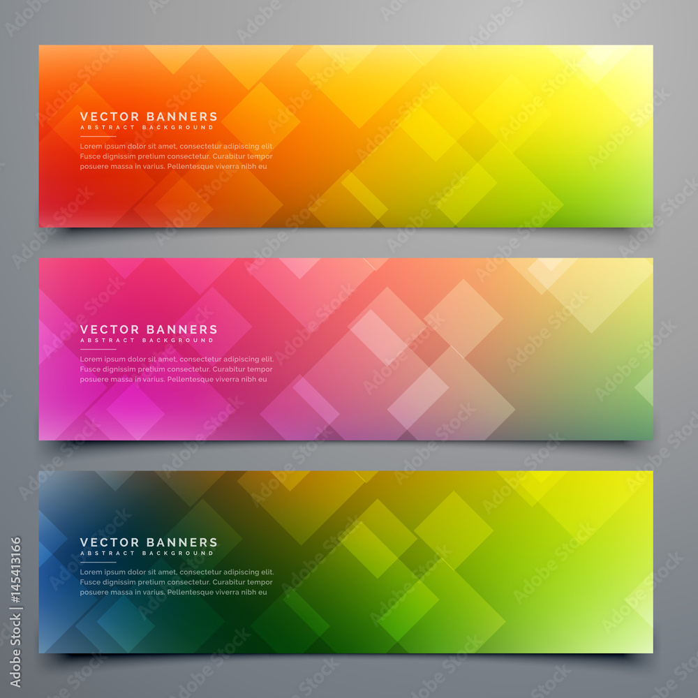 colorful abstract banners set of three