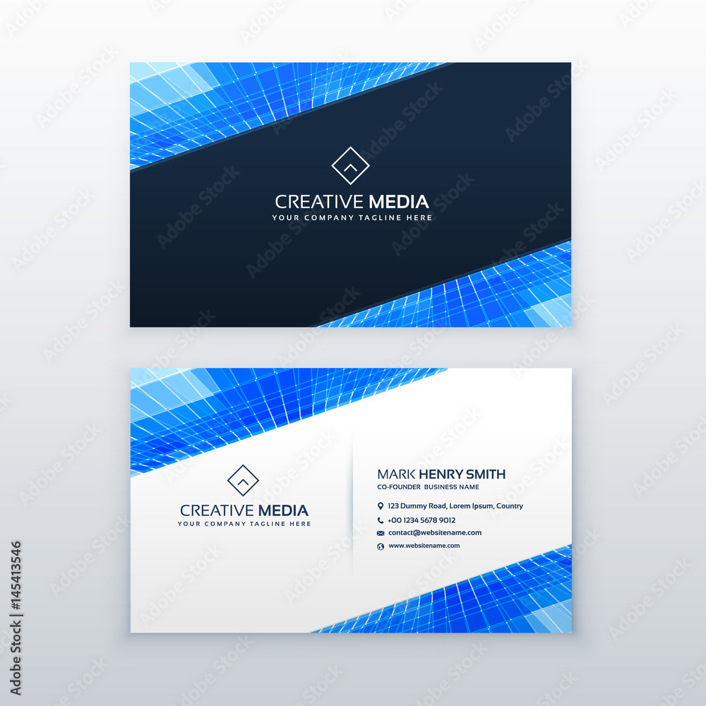 Naklejka premium blue business card design vector template
