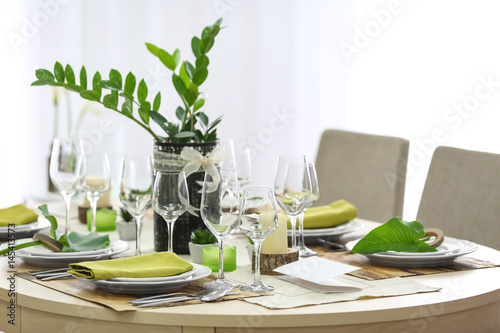 Table setting for dinner in restaurant