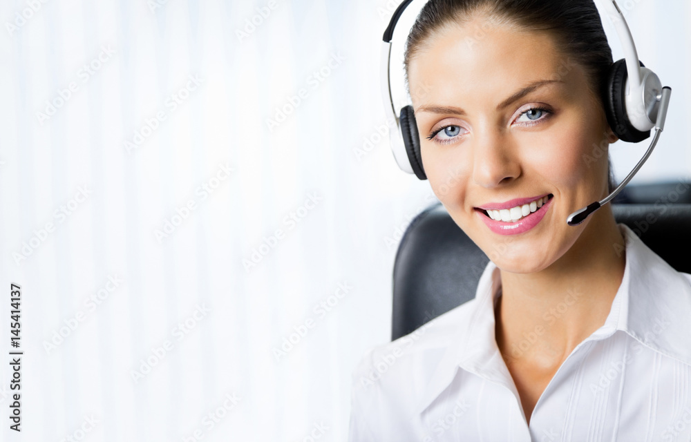 Customer support phone operator in headset Customer support phone operator in headset