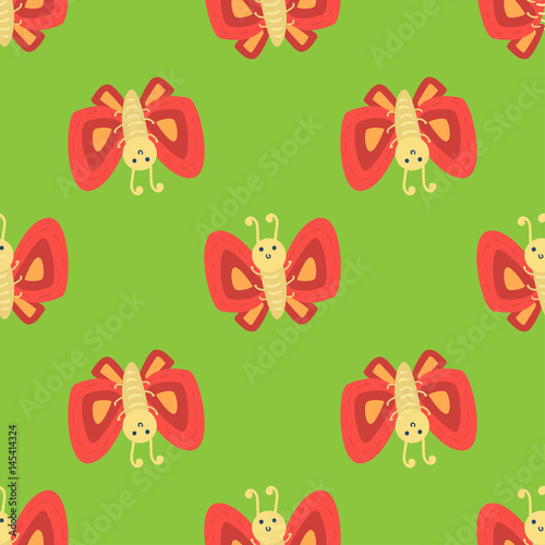 Colorful butterfly decorative seamless pattern vector graphic summer free fly...