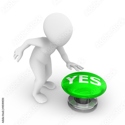 3d man presses the yes button.