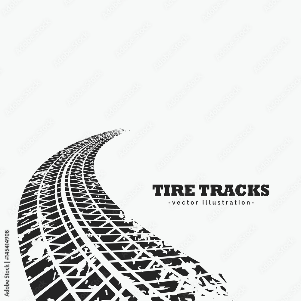 dirty tire tracks fading into the horizon
