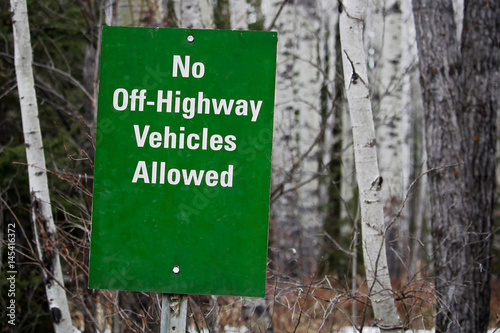 No Off Highway Vehicles Allowed sign