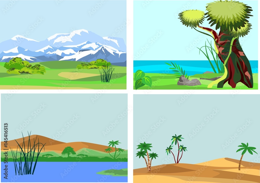 Set of vector nature landscapes.