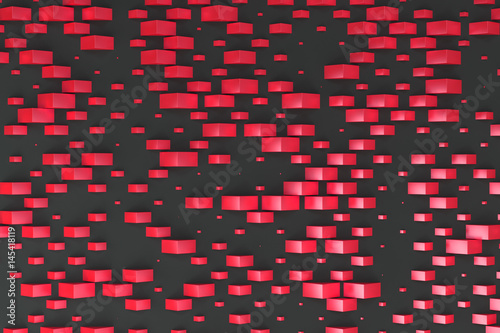 Red rectangular shapes of random size on black background