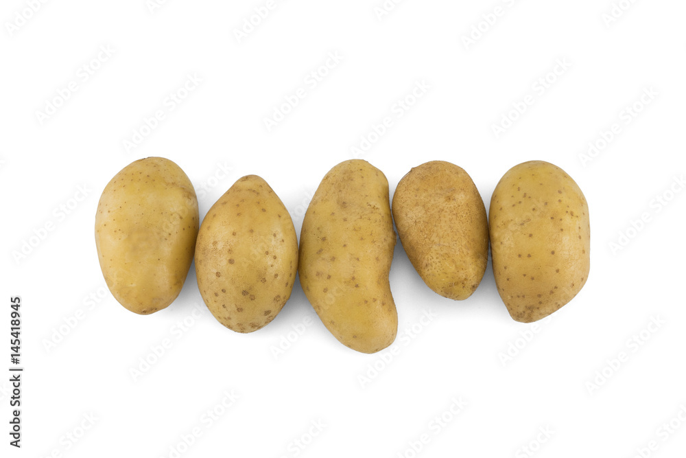 Potatoes isolated on white background from top view Potatoes isolated on white background from top view
