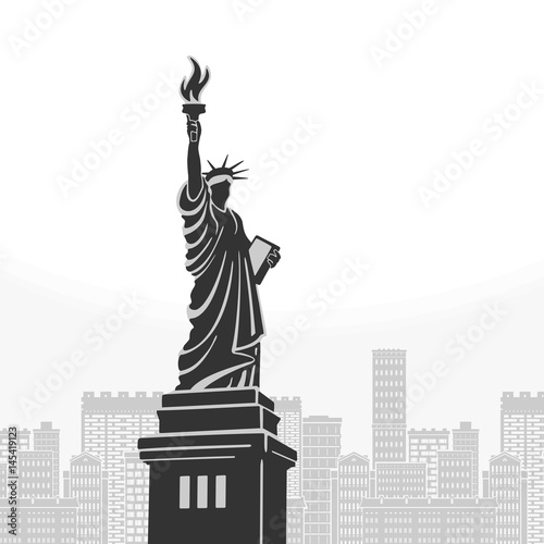New York Statue of Liberty Symbol Vector Illustration