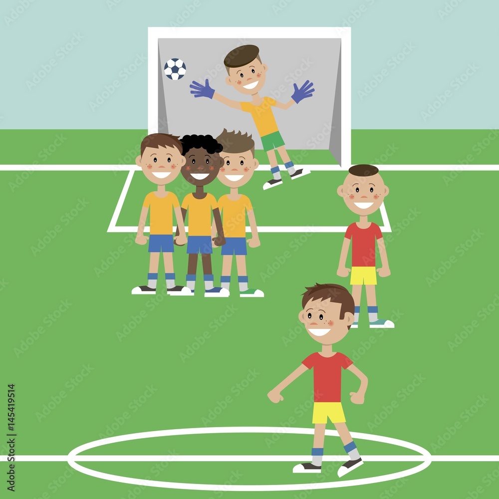 children play football