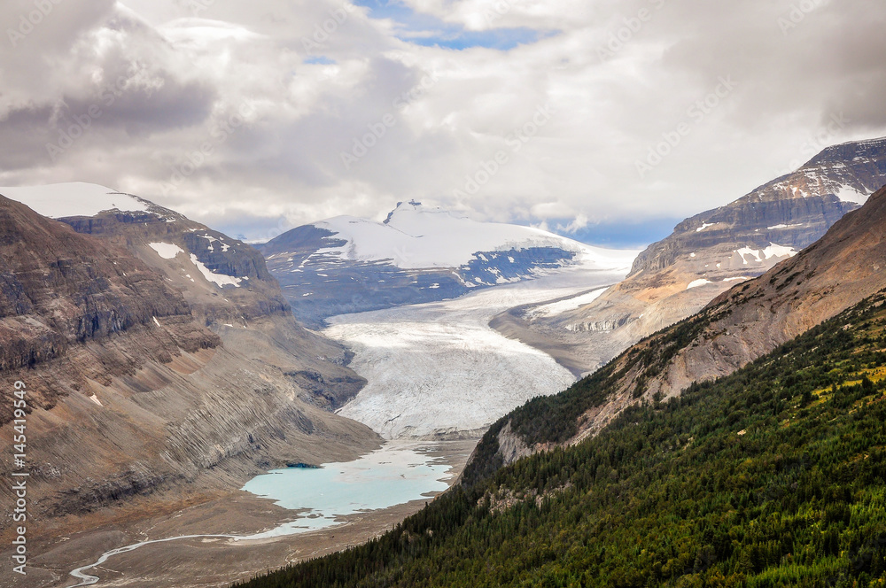 Saskatchewan glacier located near the Columbia Icefields in Banff National Park, Alberta, Canada.
