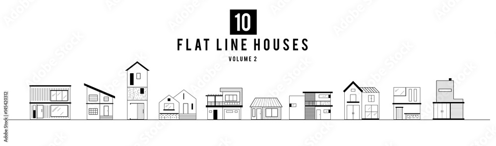 Modern Minimal House Illustration in Vector Flat line style