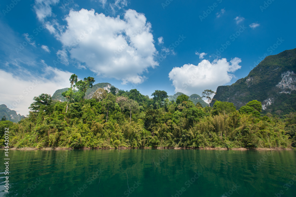Beautiful mountains and river natural attractions in  Khao Sok National Park, Surat Thani Province,Southern Thailand.