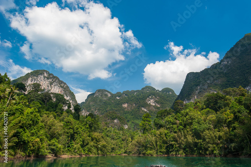 Beautiful mountains and river natural attractions in Khao Sok National Park, Surat Thani Province,Southern Thailand.
