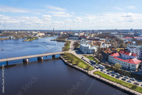 View from the tower of St. Olav of Vyborg Castle to Vyborg, Russia © dadamira