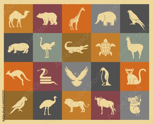 Wild animals icons set