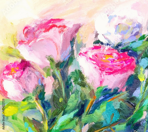 Oil Painting, Impressionism style, texture painting, flower still life painting art painted color image,