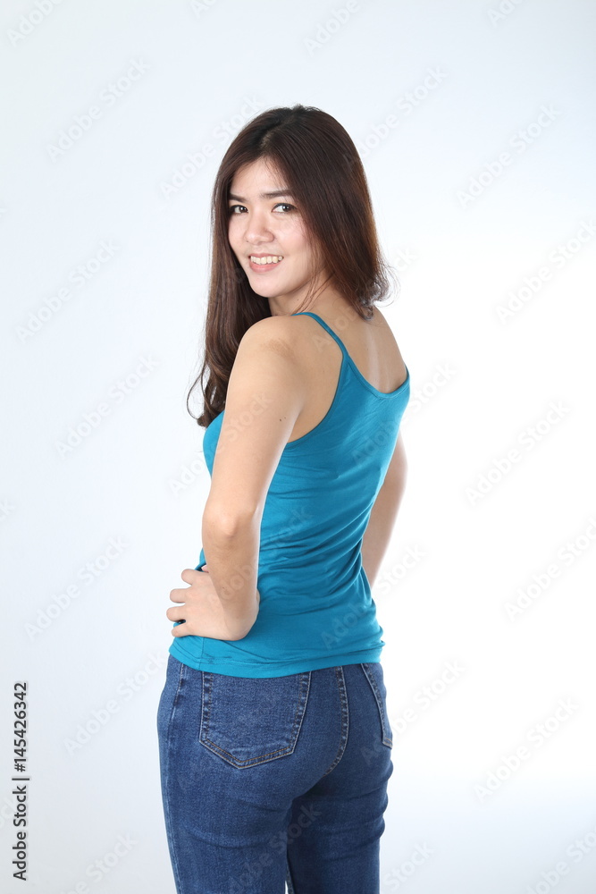 Asian girl in blank t-shirt Asian girl in blank t-shirt