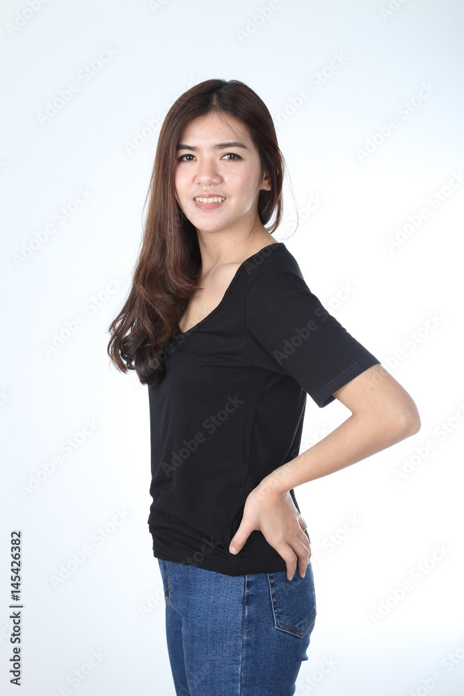 Asian girl in blank t-shirt Asian girl in blank t-shirt