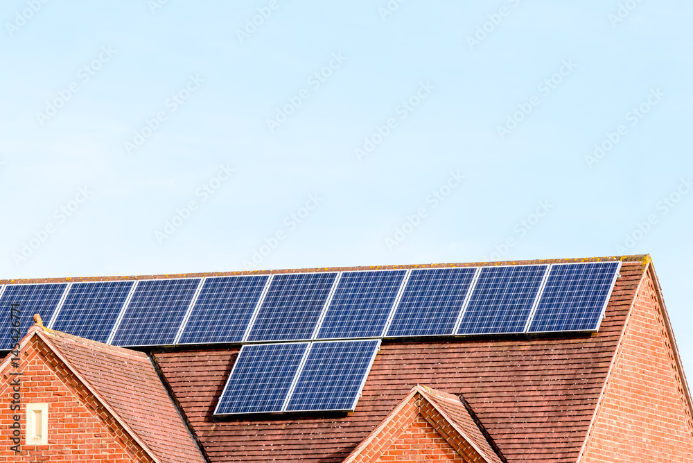 UK Solar Energy Panel on Sunny Roof