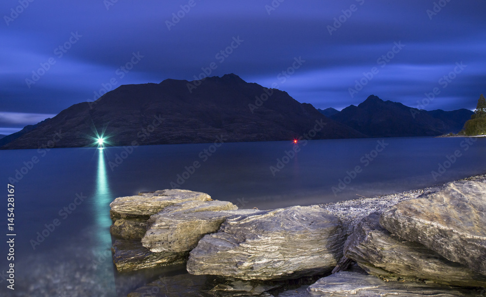Night view Lake Wakatipu NZ
