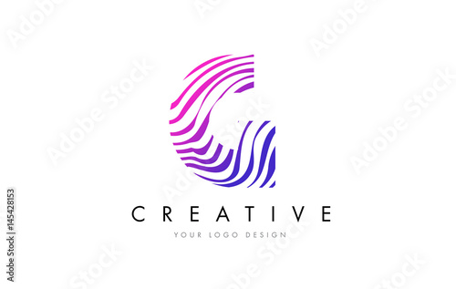 Wallpaper Mural G Zebra Lines Letter Logo Design with Magenta Colors Torontodigital.ca