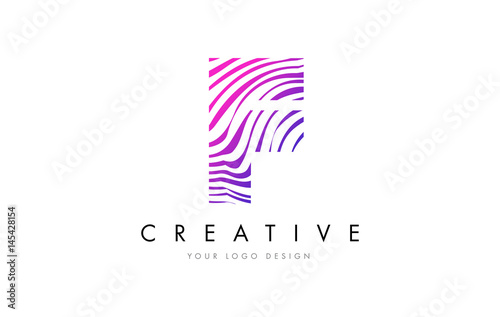 Wallpaper Mural F Zebra Lines Letter Logo Design with Magenta Colors Torontodigital.ca