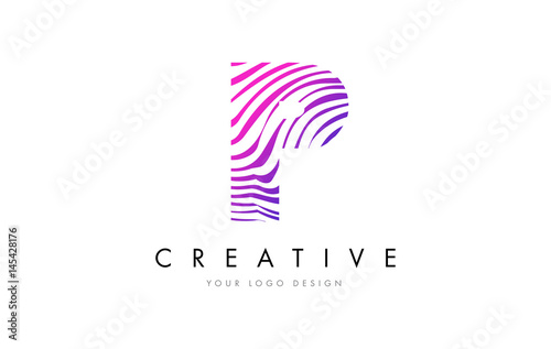Wallpaper Mural P Zebra Lines Letter Logo Design with Magenta Colors Torontodigital.ca