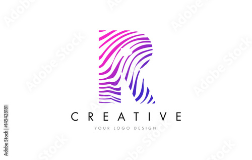 Wallpaper Mural R Zebra Lines Letter Logo Design with Magenta Colors Torontodigital.ca