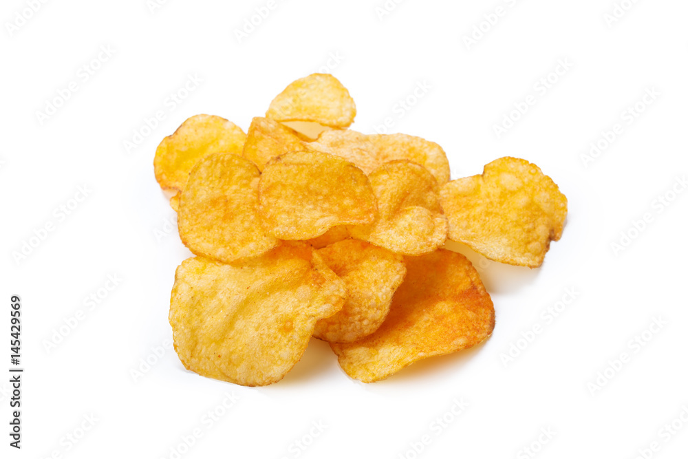 Potato chips isolated on white background