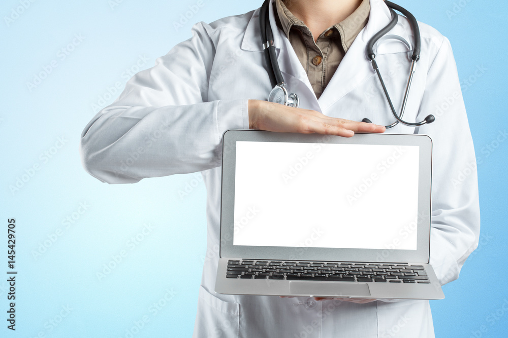 Hands of medical doctor woman with laptop Hands of medical doctor woman with laptop