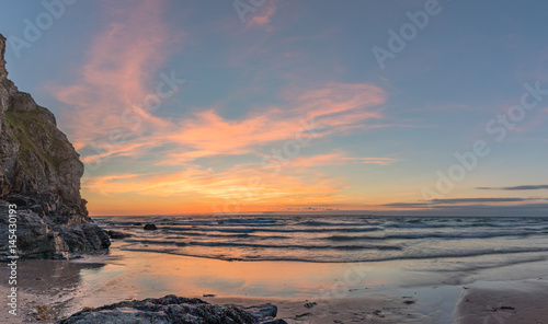 Fiery sunset over Porthtowan