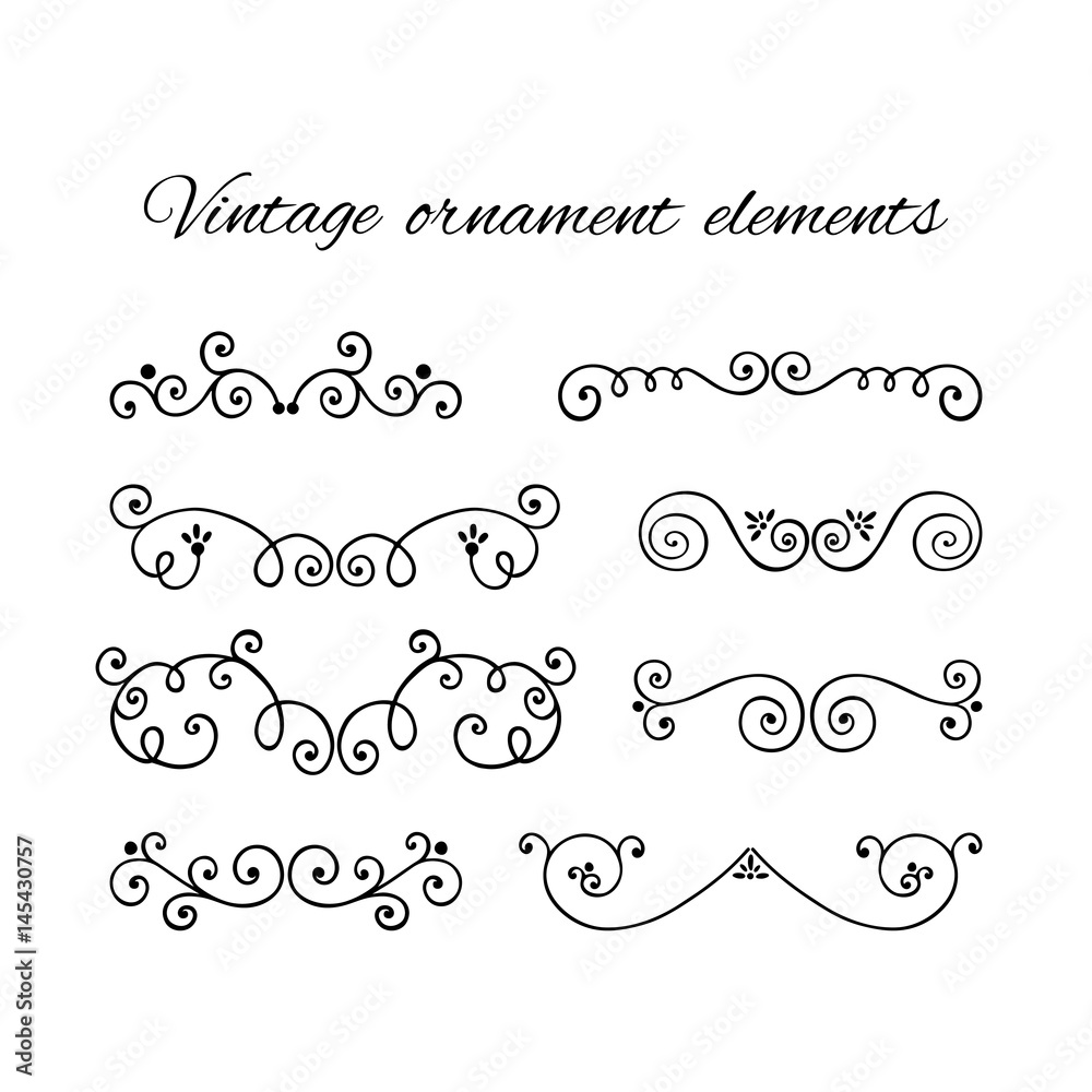 Set of decorative text divider. Victorian swirly ornaments vector