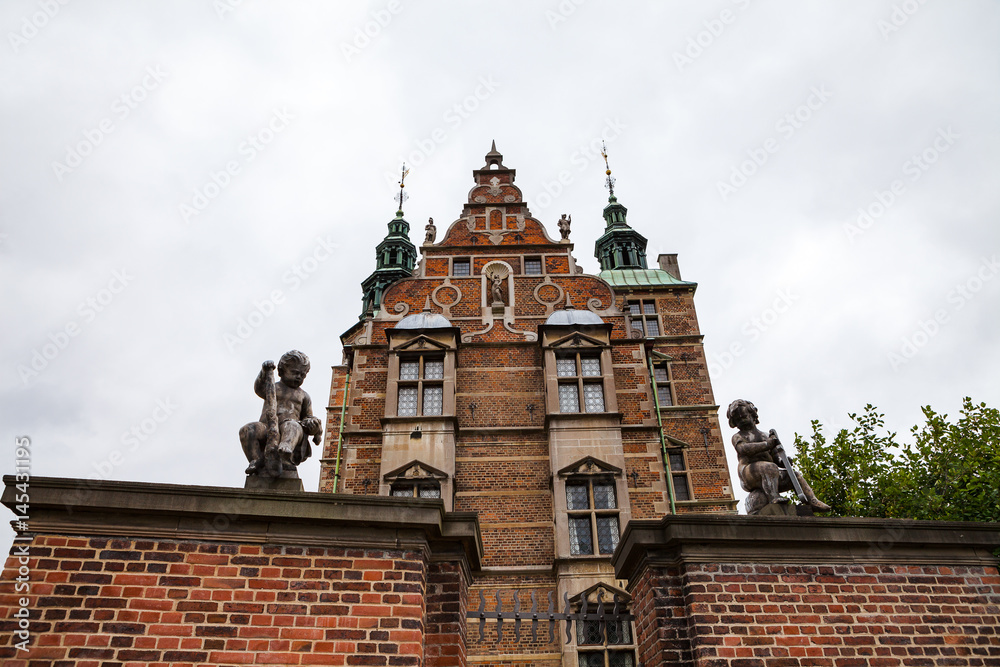 Rosenborg castle in Copenhagen, cloudy day