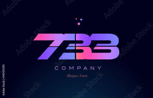 733 pink magenta purple number digit numeral logo icon vector