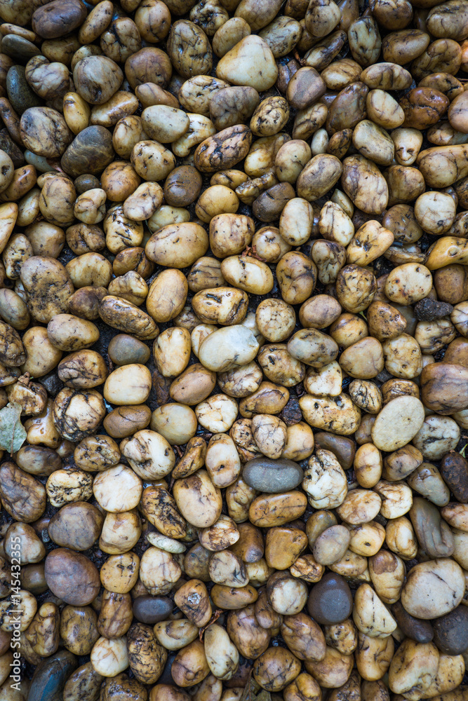 Wet smooth stone pattern for background, Pebbles decoration Wet smooth stone pattern for background, Pebbles decoration
