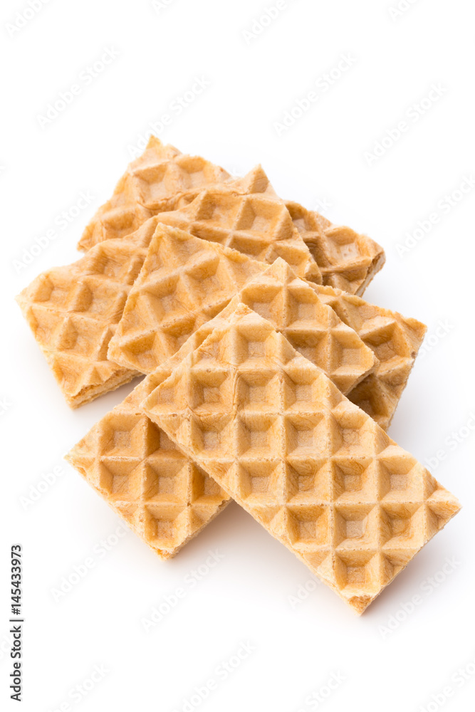 Waffle with crem isolated on white background. Waffle with crem isolated on white background.