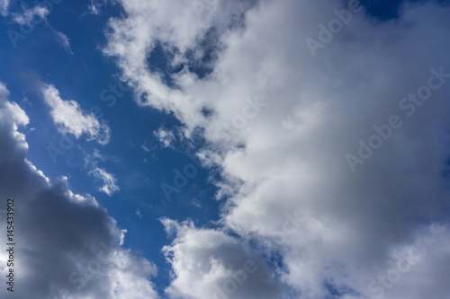 Blue sky with dark clouds as background