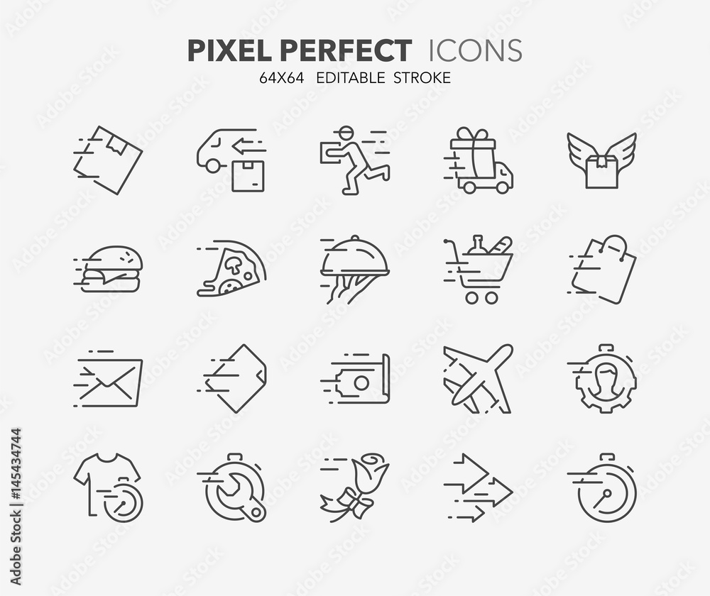 Fototapeta premium fast services thin line icons