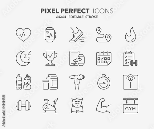 fitness and gym thin line icons 1