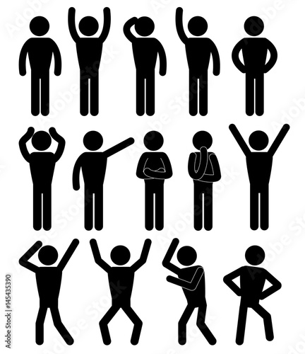 Stick figure positions set vector. Pictogram Icon