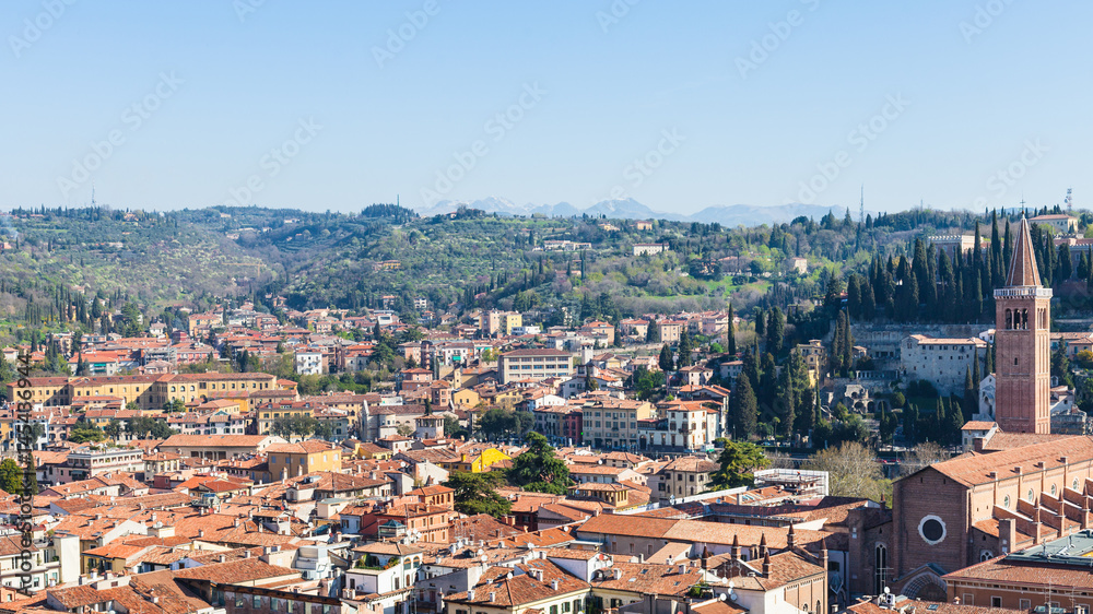 above view Verona town with Sant'Anastasia Church