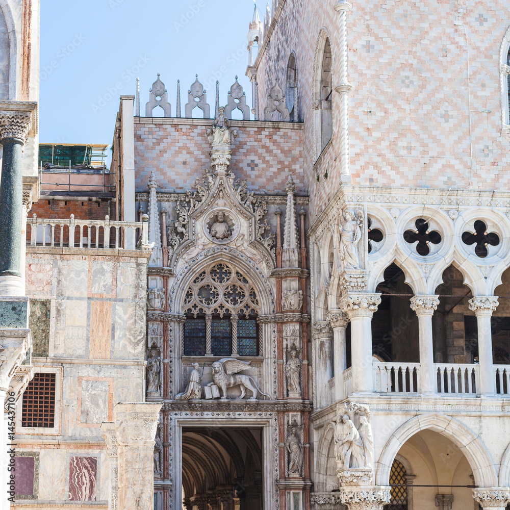 decorated portal of Doge's palace in Venice