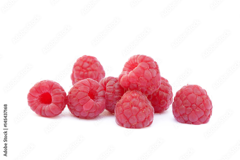 Fresh ripe raspberries isolated on white background Fresh ripe raspberries isolated on white background