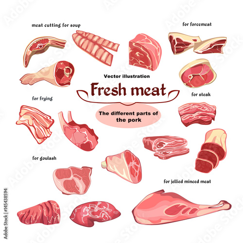 Natural Cutting Pork Meat Parts Set