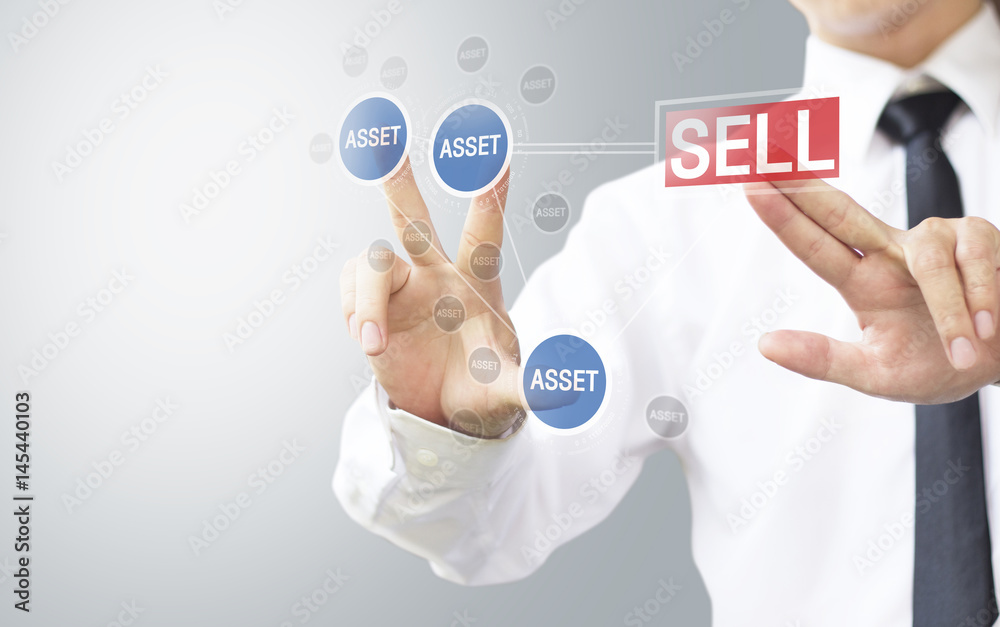 business man select sell asset business man select sell asset