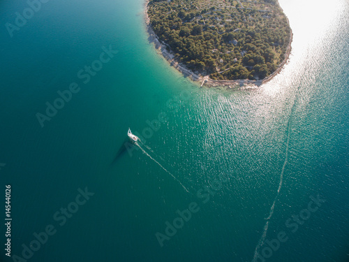 Single sailboat in Adriatic, Croatia