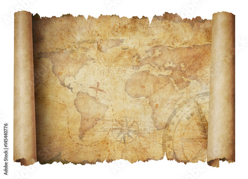 old world scroll map isolated 3d illustration